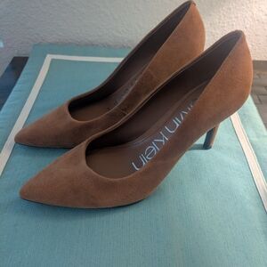Calvin Klein Gayle Tan Suede Heels